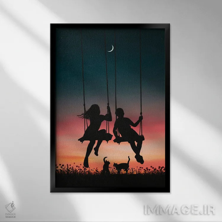 تابلو یکی بود یکی نبود (افسانهای) اثر عبدالله ایویندار - نمای قابدار مشکی