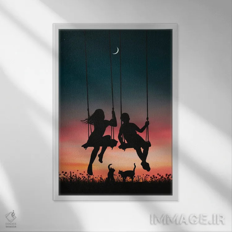 تابلو یکی بود یکی نبود (افسانهای) اثر عبدالله ایویندار - نمای قابدار سفید