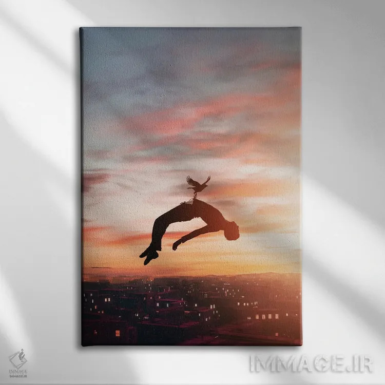 تابلو داستانی از مهاجرت اثر عبدالله ایویندار - نمای روبهرو روی دیوار