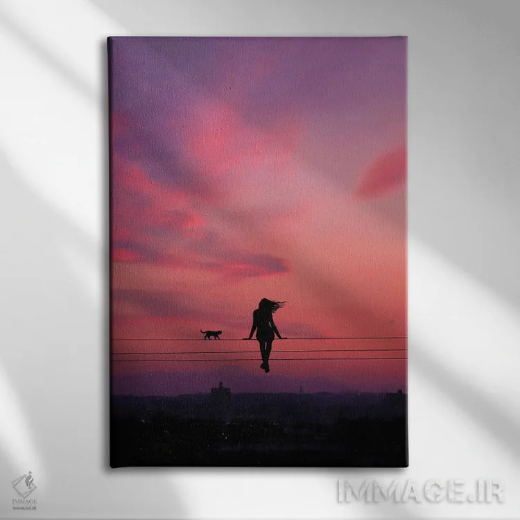 تابلو منظره شبانگاهی اثر عبدالله ایویندار - نمای روبهرو روی دیوار