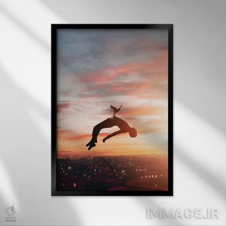 تابلو داستانی از مهاجرت اثر عبدالله ایویندار - نمای قابدار مشکی