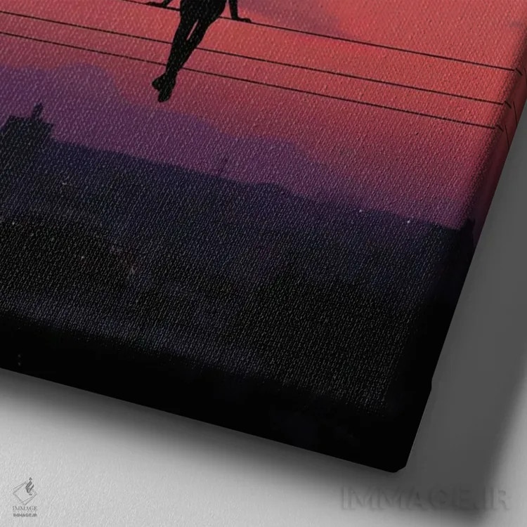 تابلو منظره شبانگاهی اثر عبدالله ایویندار - نمای نزدیک بافت بوم