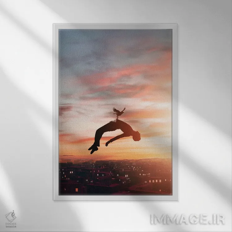 تابلو داستانی از مهاجرت اثر عبدالله ایویندار - نمای قابدار سفید