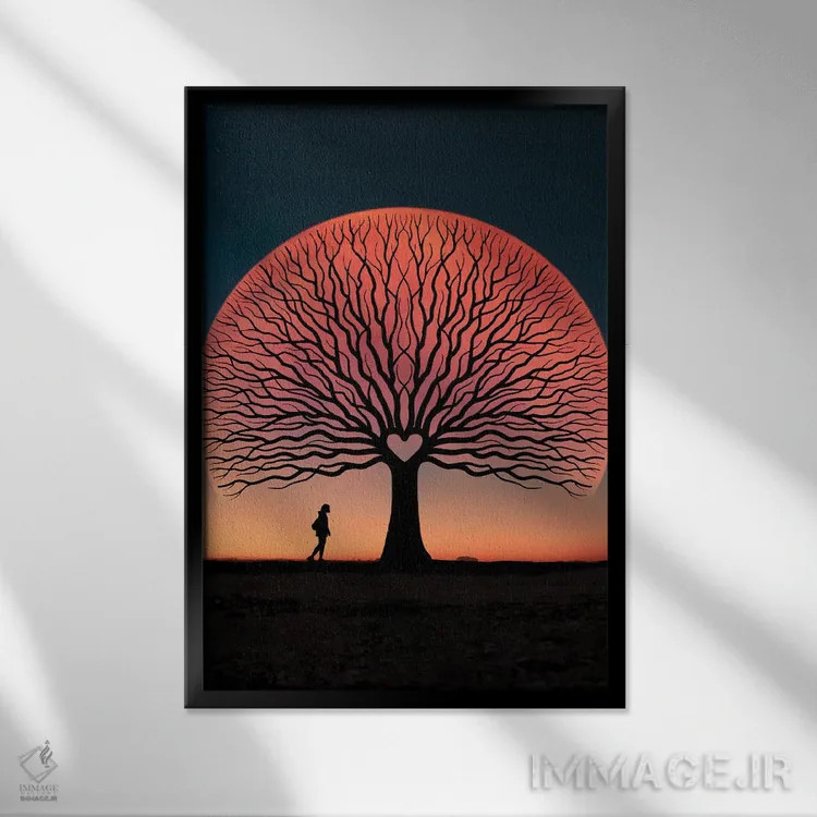 تابلو درخت زندگی اثر عبدالله ایویندار - نمای قابدار مشکی