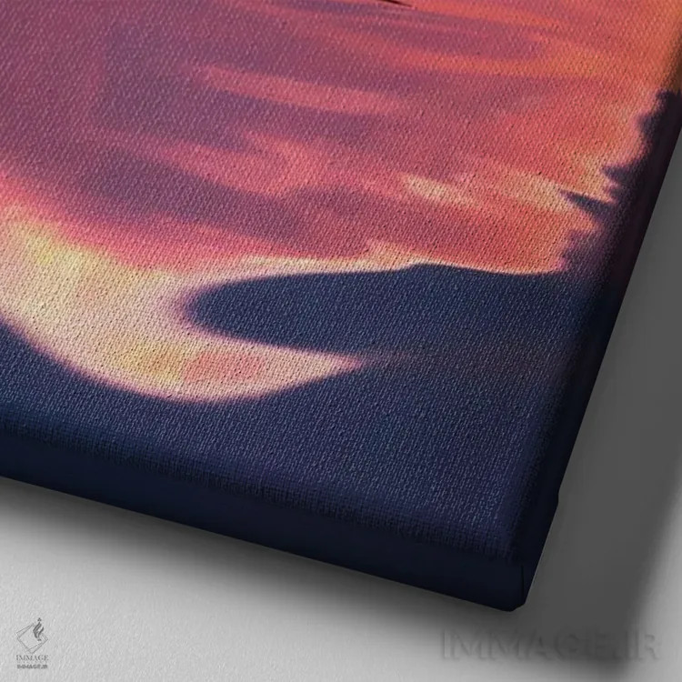 تابلو غروب آرام اثر عبدالله ایویندار - نمای نزدیک بافت بوم