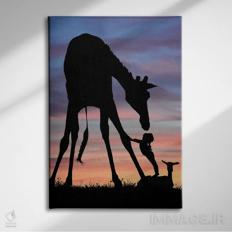 تابلو زرافه اثر عبدالله ایویندار - نمای روبهرو روی دیوار