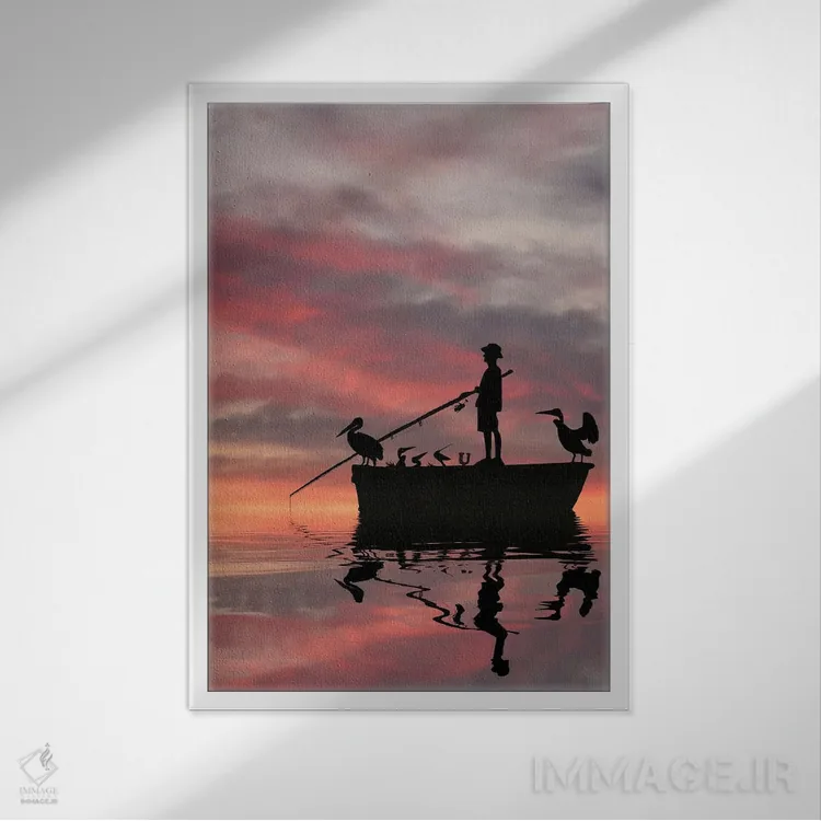 تابلو ماهیگیر اثر عبدالله ایویندار - نمای قابدار سفید