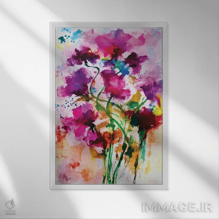 تابلو گلهای وحشی ۱۶ اثر آنجِل استوز - نمای قابدار سفید