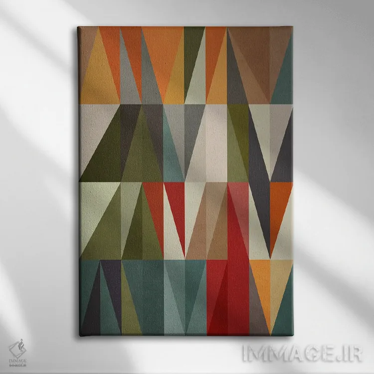 تابلو هندسی با مثلثها XXIV اثر آنجِل استوز - نمای روبهرو روی دیوار