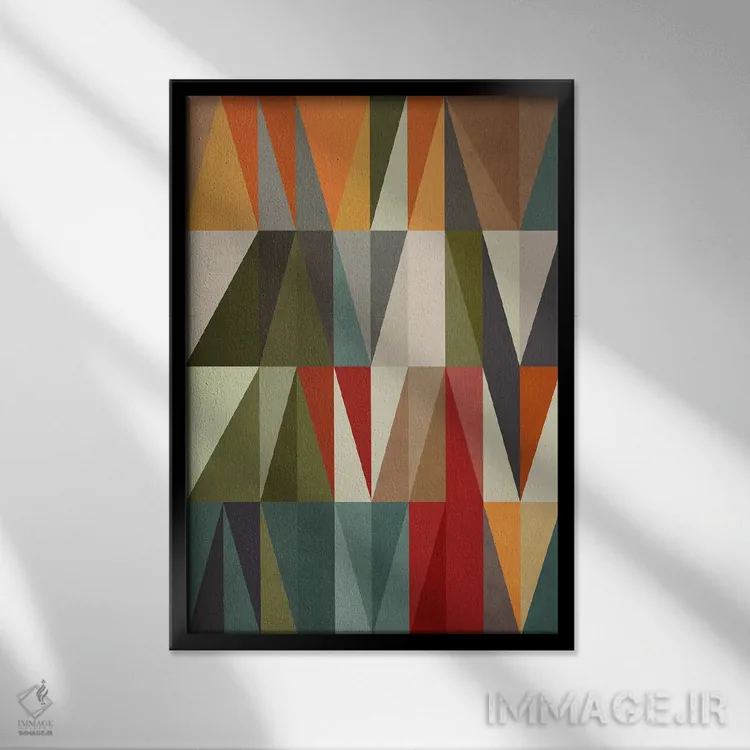 تابلو هندسی با مثلثها XXIV اثر آنجِل استوز - نمای قابدار مشکی