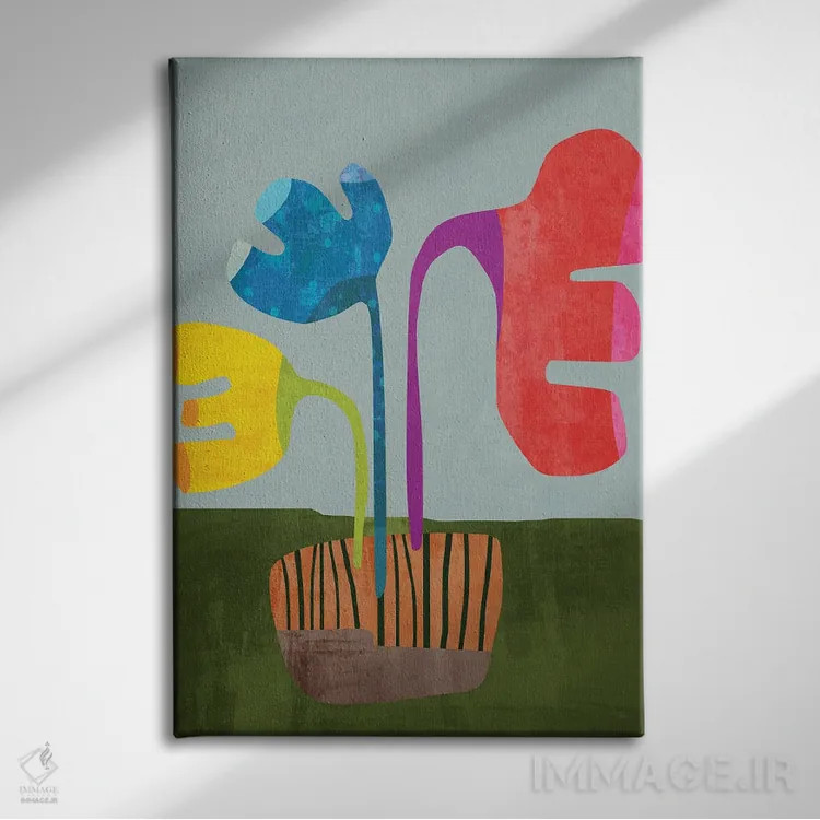 تابلو گلدان من با گلها II اثر آنجِل استوز - نمای روبهرو روی دیوار