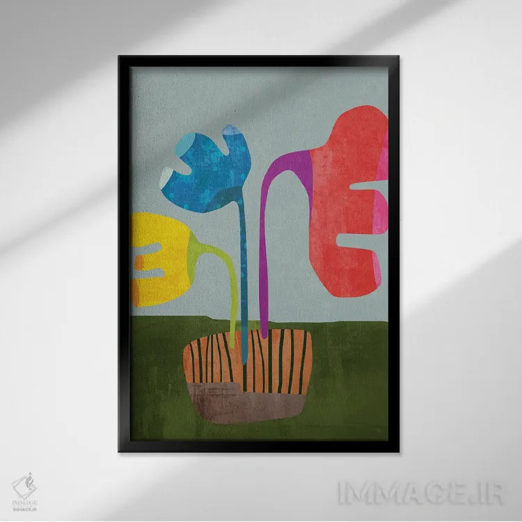 تابلو گلدان من با گلها II اثر آنجِل استوز - نمای قابدار مشکی