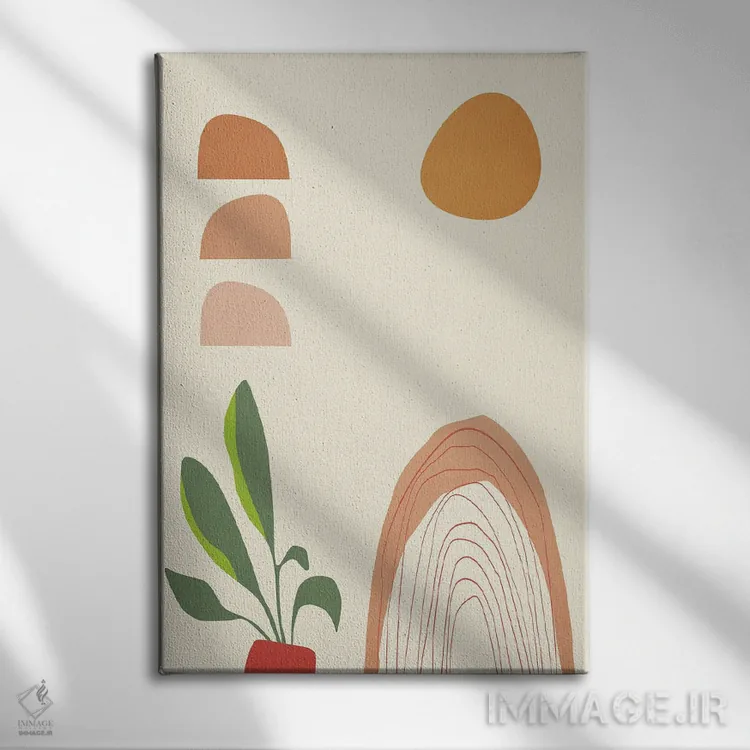 تابلو گیاهان گلدانی در سحرگاه اثر آنجِل استوز - نمای روبهرو روی دیوار