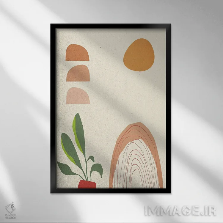 تابلو گیاهان گلدانی در سحرگاه اثر آنجِل استوز - نمای قابدار مشکی