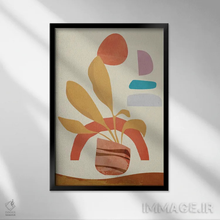 تابلو گیاهان گلدانی در سحرگاه II اثر آنجِل استوز - نمای قابدار مشکی