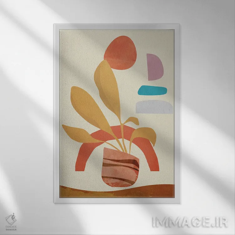 تابلو گیاهان گلدانی در سحرگاه II اثر آنجِل استوز - نمای قابدار سفید