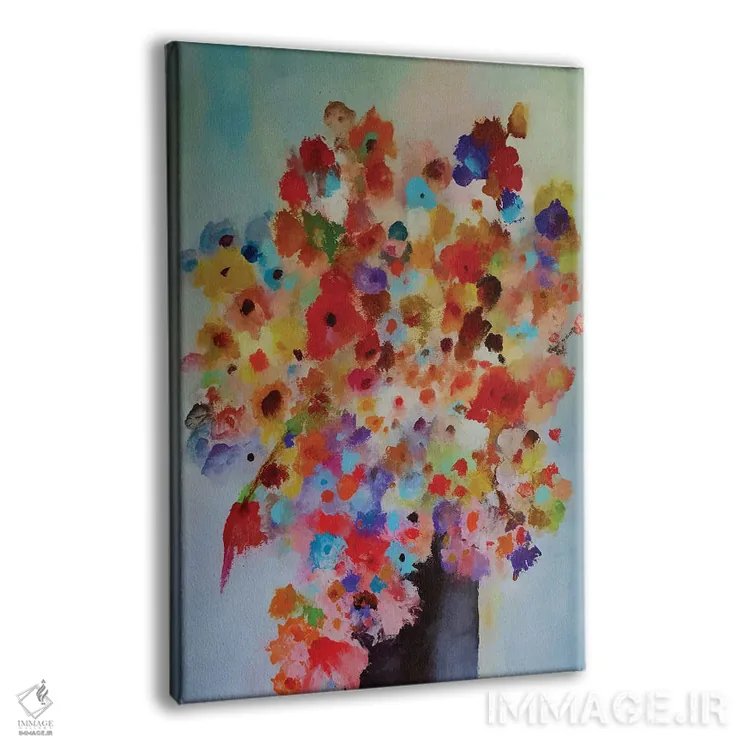 تابلو گلدان با گلهای رنگارنگ اثر آنجِل استوز - نمای پرسپکتیو محصول