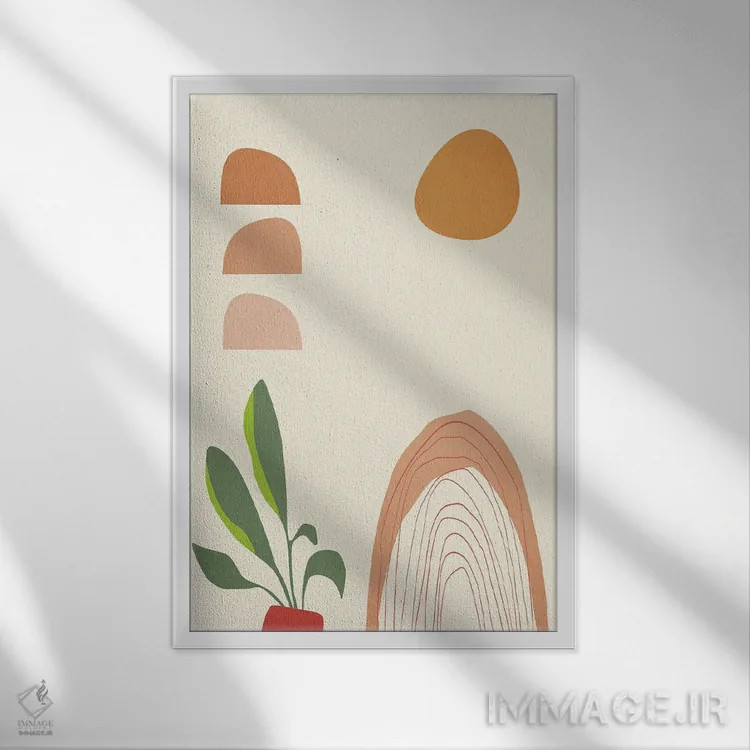 تابلو گیاهان گلدانی در سحرگاه اثر آنجِل استوز - نمای قابدار سفید