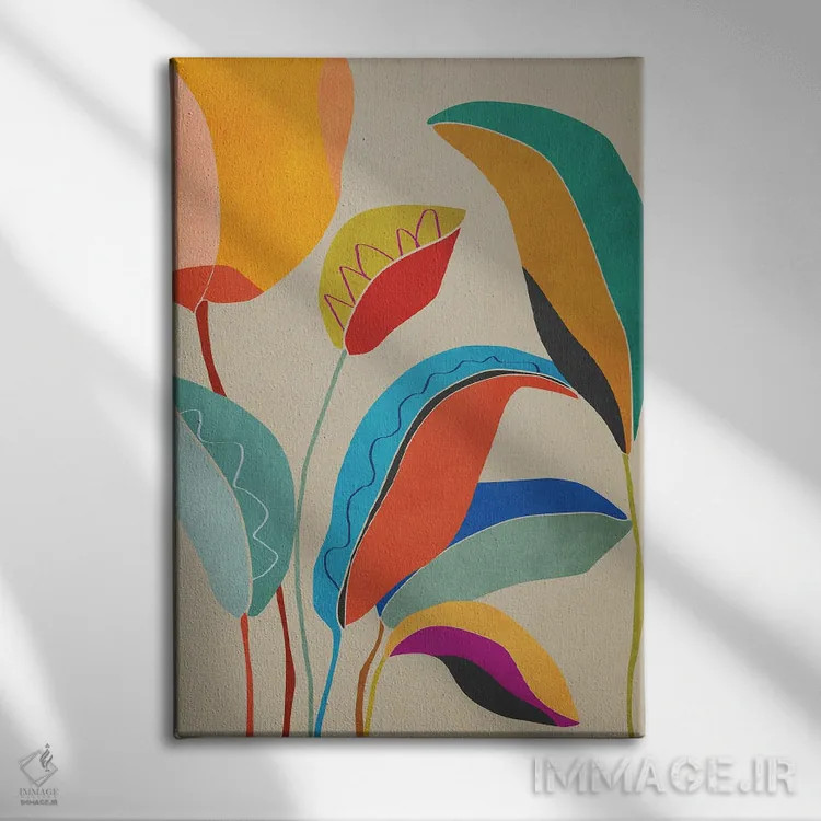 تابلو برگهای گرمسیری IX اثر آنجِل استوز - نمای روبهرو روی دیوار