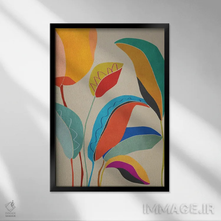 تابلو برگهای گرمسیری IX اثر آنجِل استوز - نمای قابدار مشکی