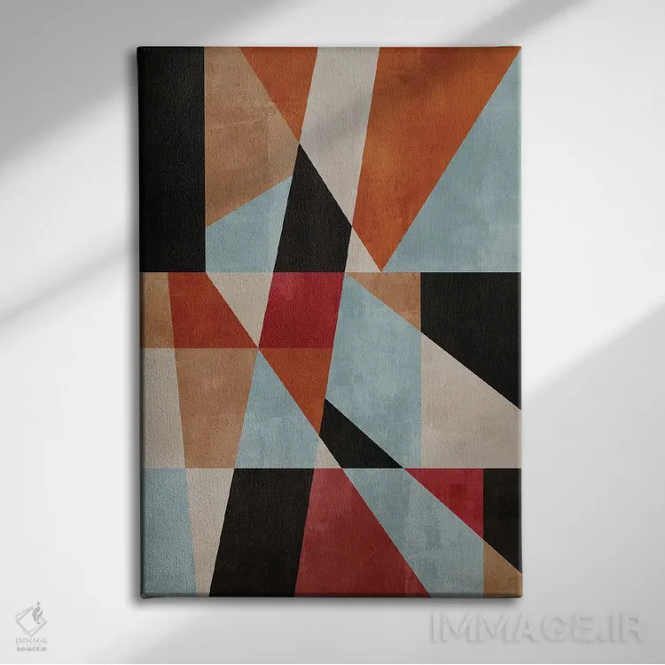 تابلو مفهوم هندسی شمارهٔ صد و یازده اثر آنجِل استوز - نمای روبهرو روی دیوار