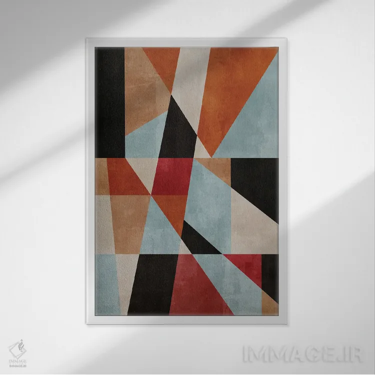 تابلو مفهوم هندسی شمارهٔ صد و یازده اثر آنجِل استوز - نمای قابدار سفید