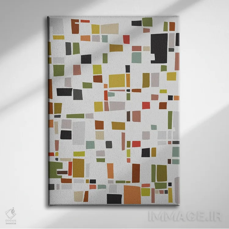 تابلو بازی رنگها و اشکال اثر آنجِل استوز - نمای روبهرو روی دیوار