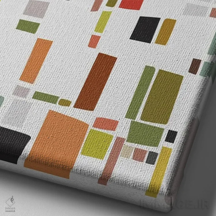 تابلو بازی رنگها و اشکال اثر آنجِل استوز - نمای نزدیک بافت بوم