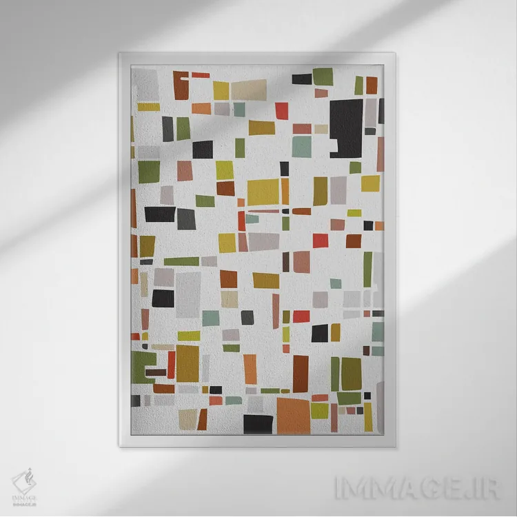 تابلو بازی رنگها و اشکال اثر آنجِل استوز - نمای قابدار سفید