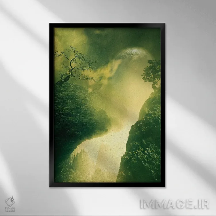 تابلو درخت تنها اثر آنجِل استوز - نمای قابدار مشکی