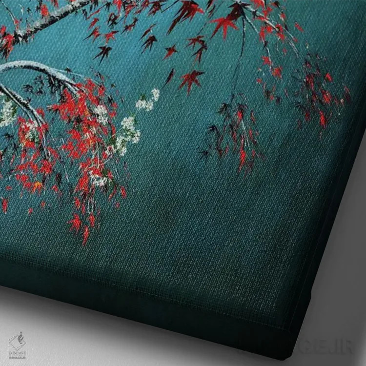 تابلو درختان سرخ اثر آنجِل استوز - نمای نزدیک بافت بوم