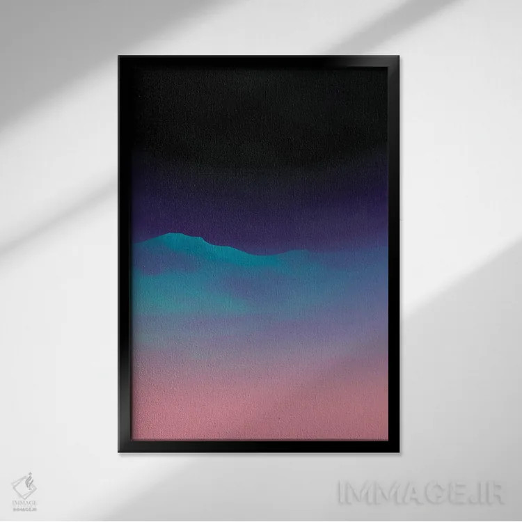 تابلو کوه آبی اثر آنجِل استوز - نمای قابدار مشکی