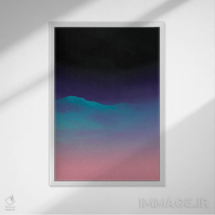 تابلو کوه آبی اثر آنجِل استوز - نمای قابدار سفید