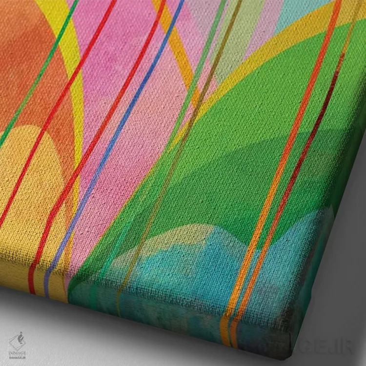 تابلو چشمانداز کودکان (نقاشی کودکانه) اثر آنجِل استوز - نمای نزدیک بافت بوم