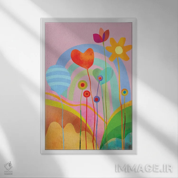 تابلو چشمانداز کودکان (نقاشی کودکانه) اثر آنجِل استوز - نمای قابدار سفید