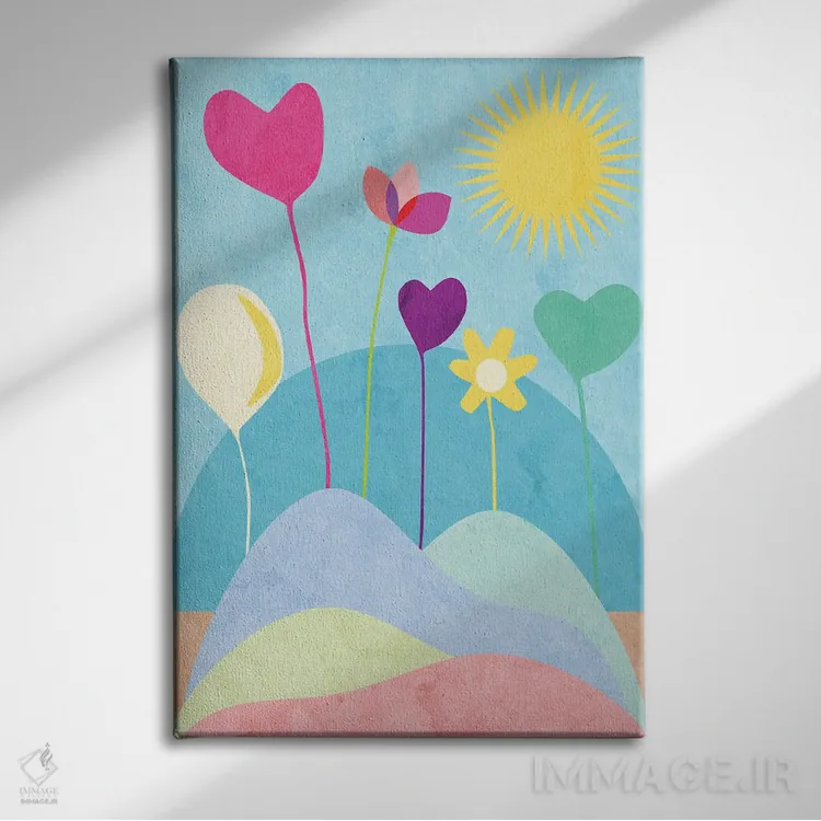 تابلو باغ گلهای زنده اثر آنجِل استوز - نمای روبهرو روی دیوار