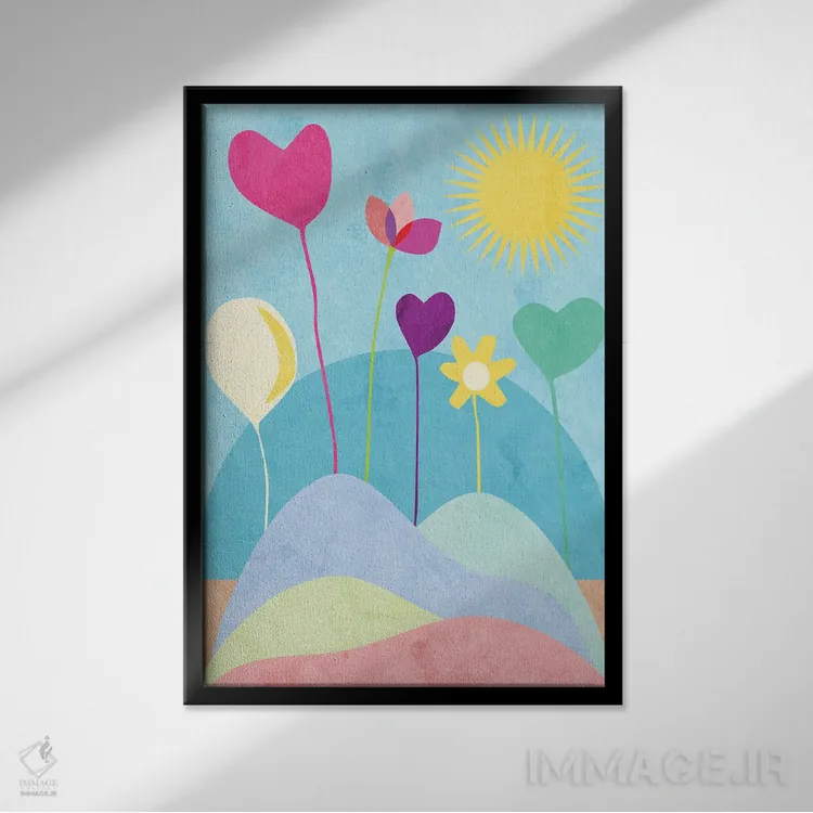 تابلو باغ گلهای زنده اثر آنجِل استوز - نمای قابدار مشکی