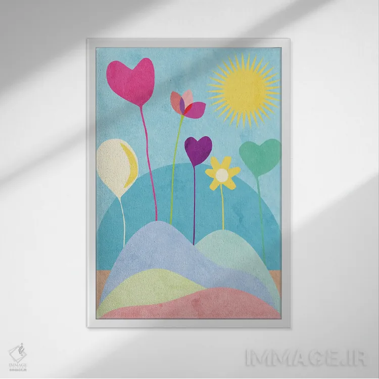 تابلو باغ گلهای زنده اثر آنجِل استوز - نمای قابدار سفید