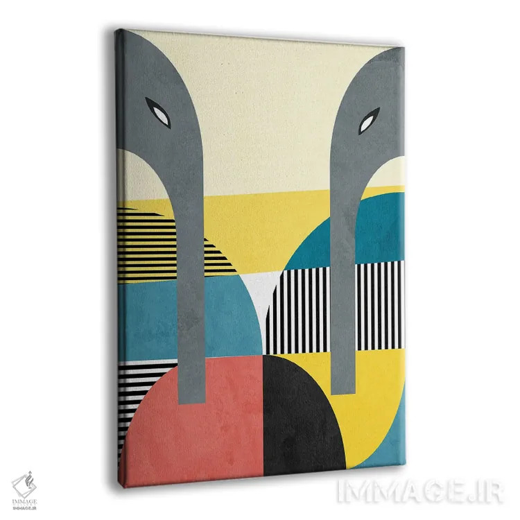 تابلو زوج هندسی فیلها اثر آنجِل استوز - نمای پرسپکتیو محصول