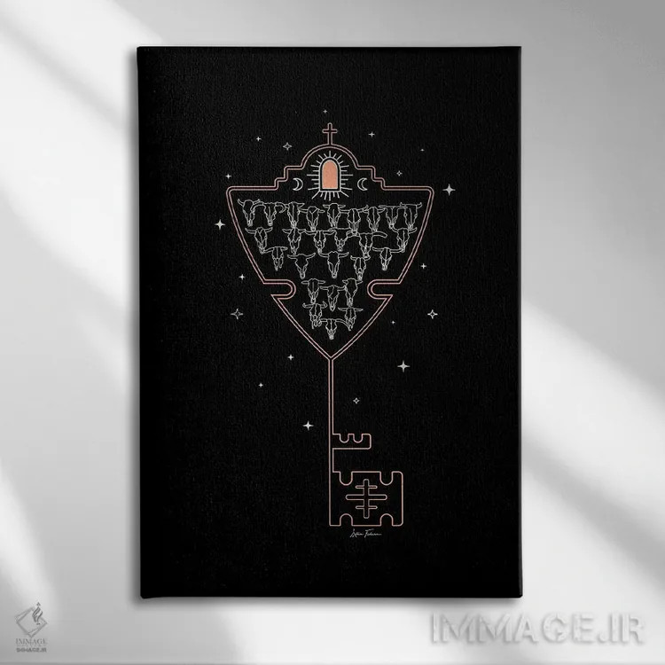 تابلو کلید تِیجاس در رنگ مشکی اثر آلی فالکن - نمای روبهرو روی دیوار