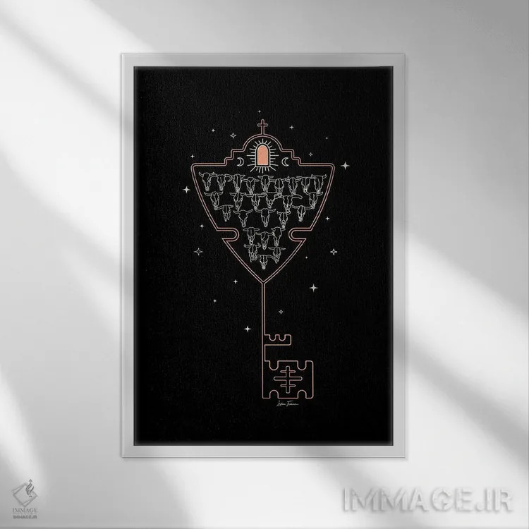 تابلو کلید تِیجاس در رنگ مشکی اثر آلی فالکن - نمای قابدار سفید