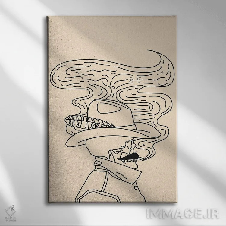 تابلو گاوچران "عشق یا مرگ" در رنگ کرم اثر آلی فالکن - نمای روبهرو روی دیوار