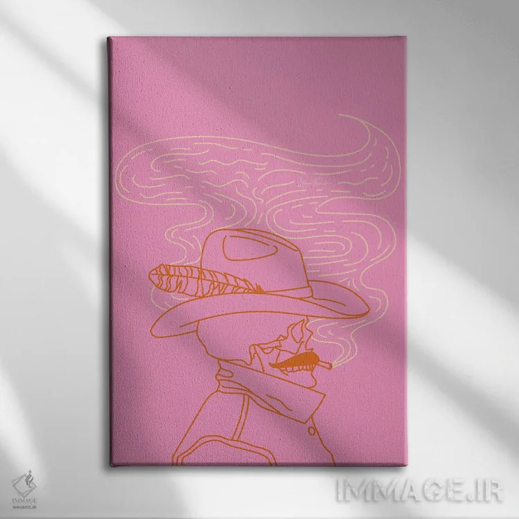 تابلو گاوچران "عشق یا مرگ" در رنگ صورتی اثر آلی فالکن - نمای روبهرو روی دیوار