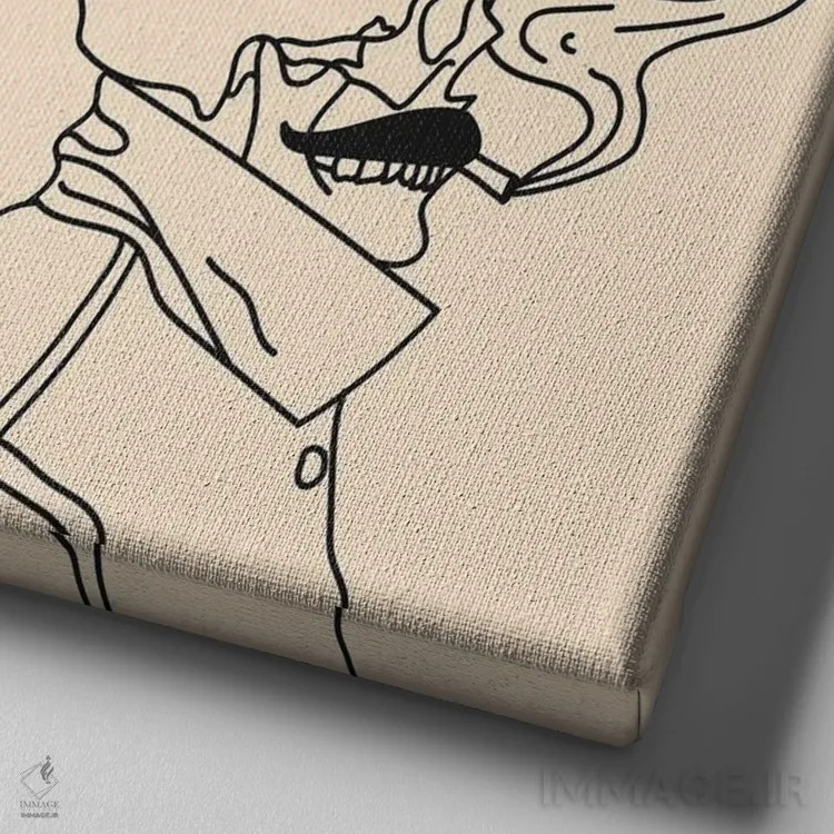 تابلو گاوچران "عشق یا مرگ" در رنگ کرم اثر آلی فالکن - نمای نزدیک بافت بوم