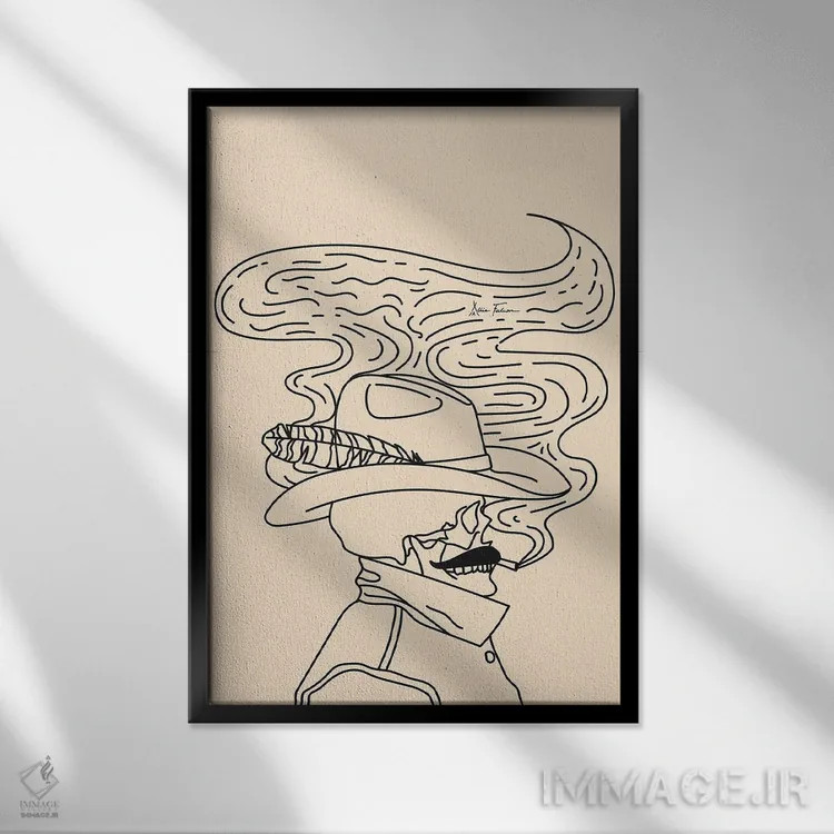 تابلو گاوچران "عشق یا مرگ" در رنگ کرم اثر آلی فالکن - نمای قابدار مشکی