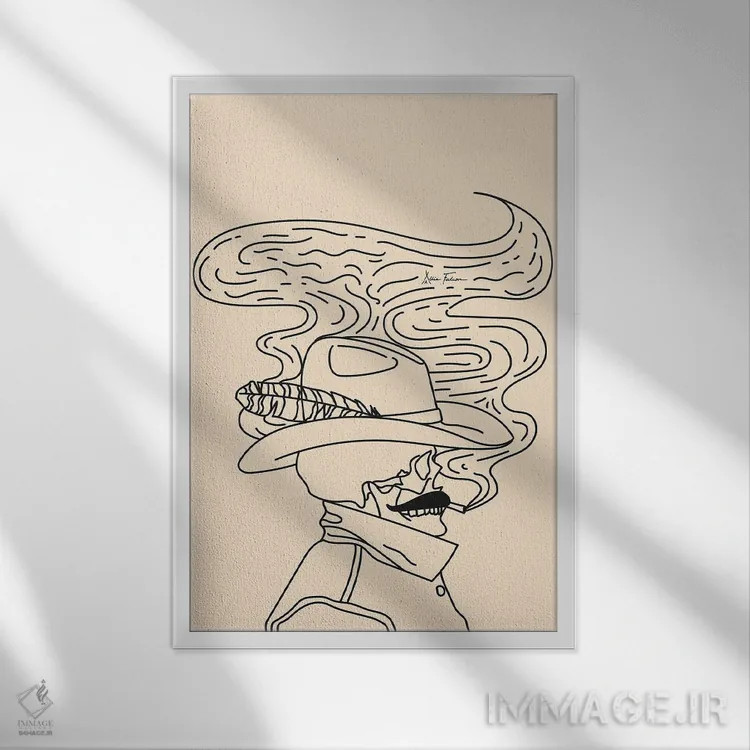 تابلو گاوچران "عشق یا مرگ" در رنگ کرم اثر آلی فالکن - نمای قابدار سفید