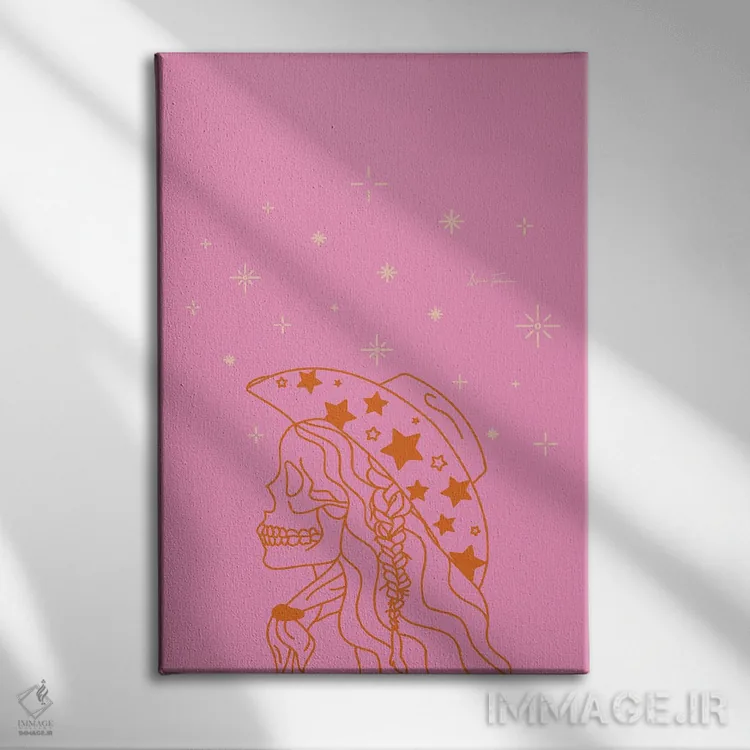 تابلو کاولگرل "عشق یا مرگ" با نگین در رنگ صورتی اثر آلی فالکن - نمای روبهرو روی دیوار