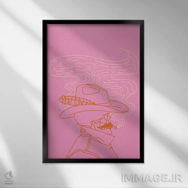 تابلو گاوچران "عشق یا مرگ" در رنگ صورتی اثر آلی فالکن - نمای قابدار مشکی