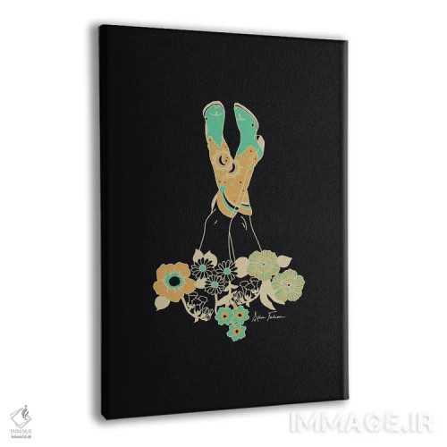 تابلو سرشار از عشق در مشکی و فیروزهای اثر آلی فالکن - نمای پرسپکتیو محصول