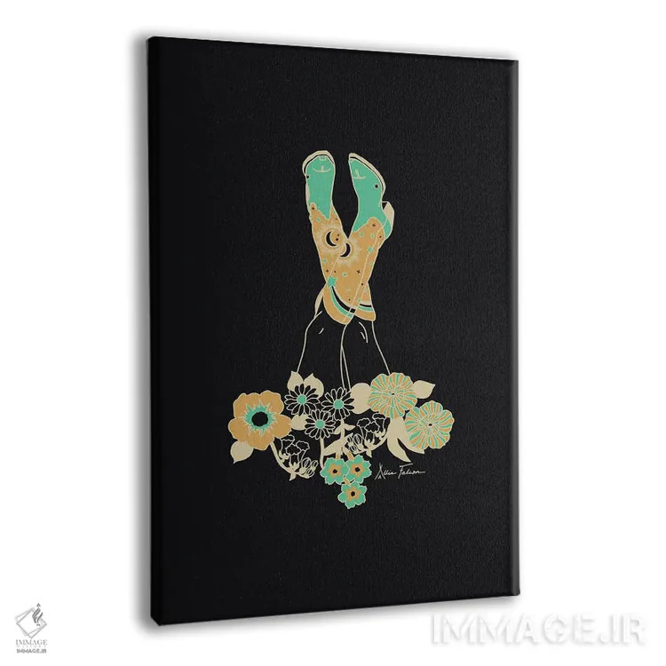 تابلو سرشار از عشق در مشکی و فیروزهای اثر آلی فالکن - نمای پرسپکتیو محصول